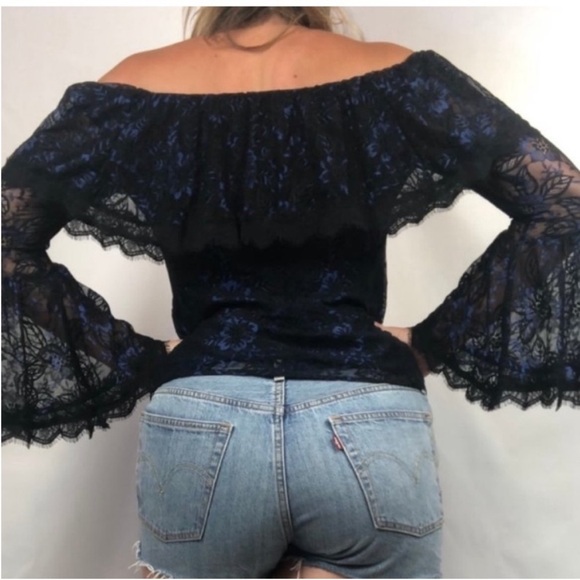 WHBM Floral Lace Off-Shoulder Bell Sleeve Blouse. 0. NWT. $110! - Picture 12 of 14